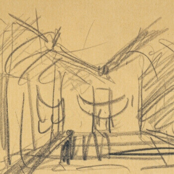 a 1967 sketch of the Louis I. Kahn building