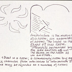 a sketch and quote about architecture from Louis I. Kahn