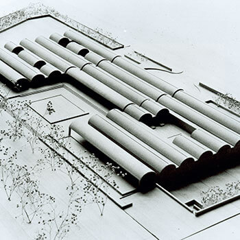a model of the Louis I. Kahn building