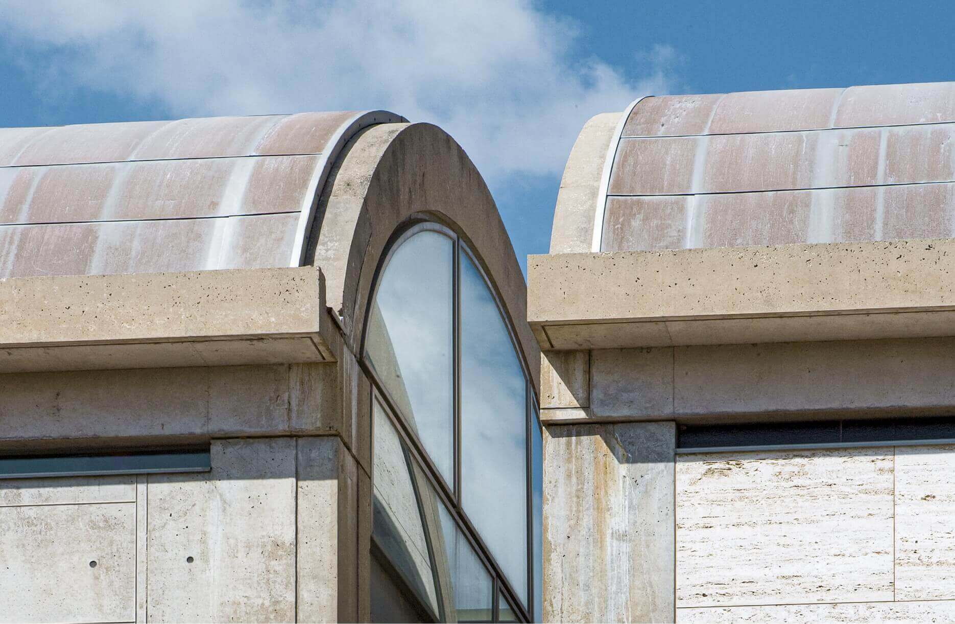 a close-up image of the Louis I. Kahn building architecture