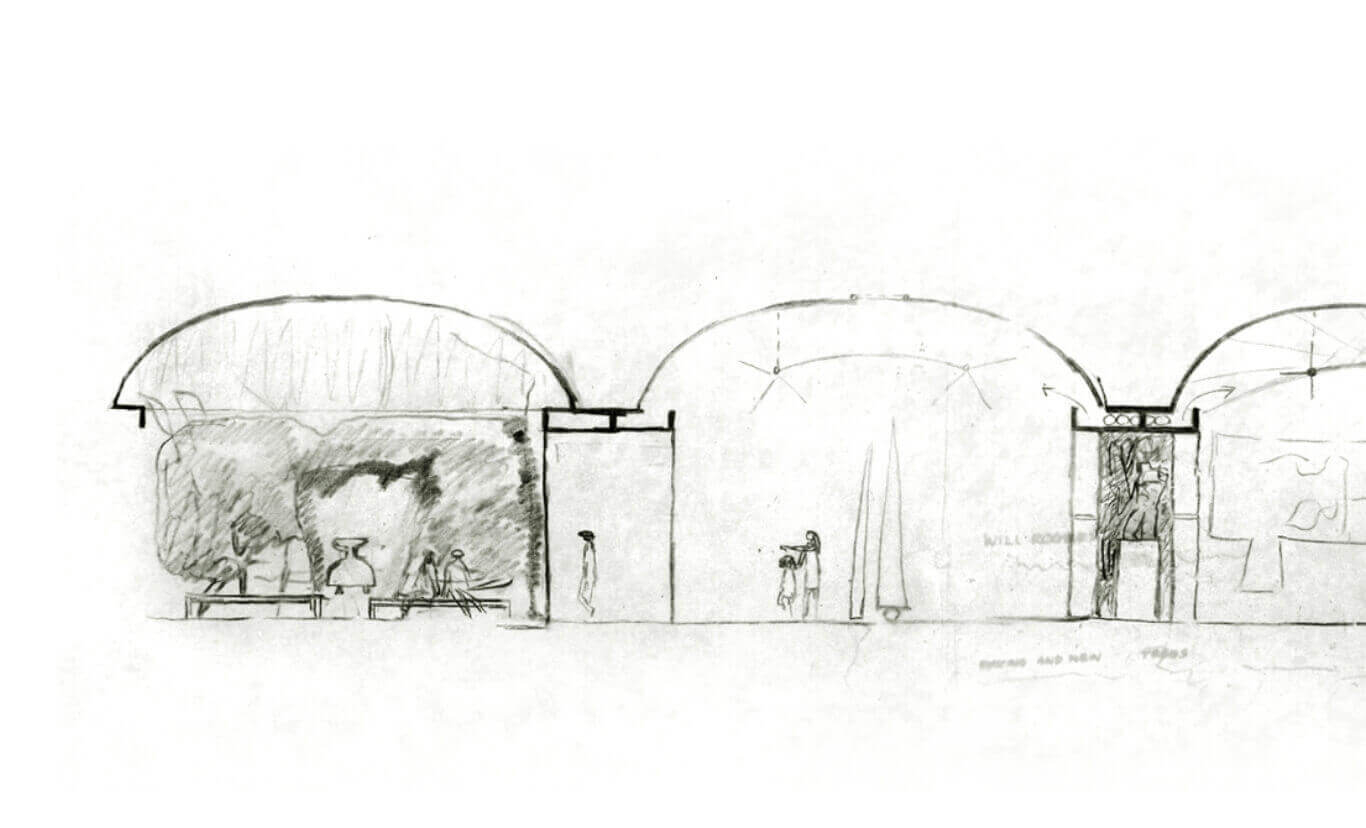 a sketch of the Louis I. Kahn building