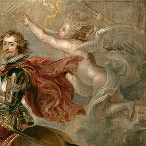 Detail of Fame in the painting Equestrian Portrait of the Duke of Buckingham by Peter Paul Rubens