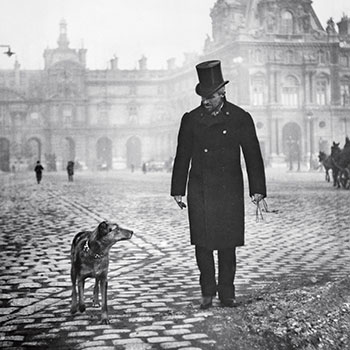 a photograph of Gustave Caillebotte and his dog