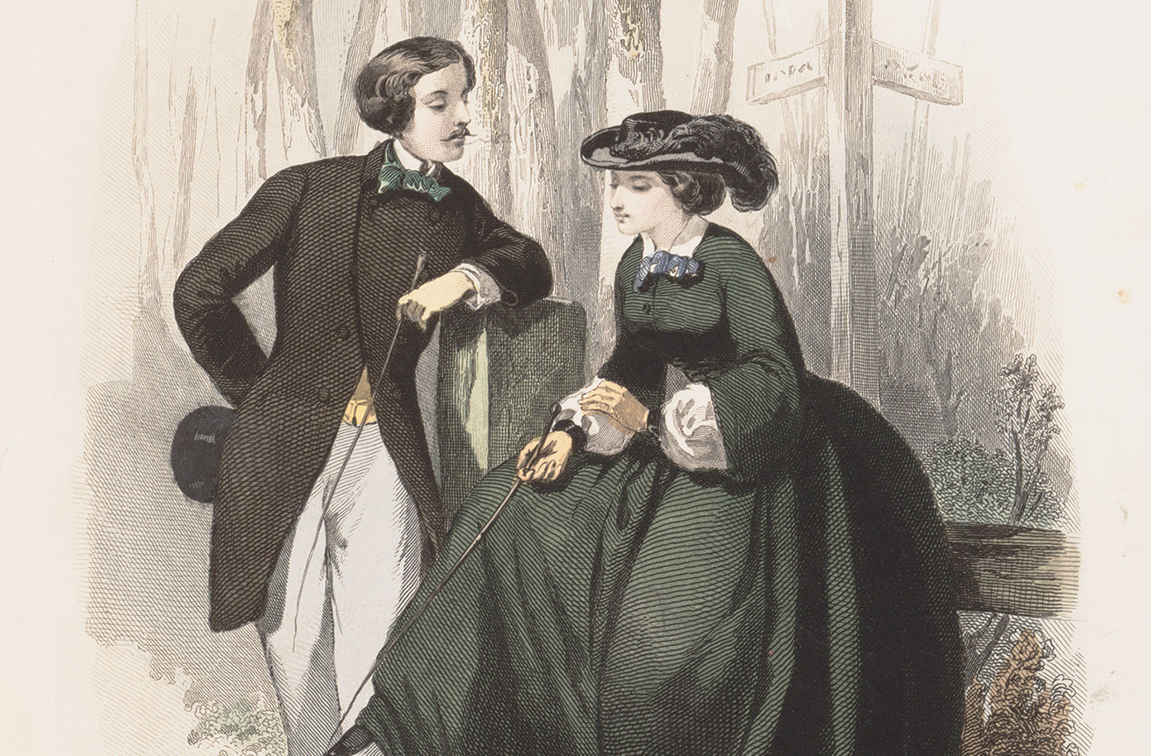 a fashion plate of a riding habit from 1857