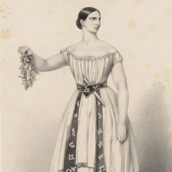 a lithograph titled Adelaide Kemble as Norma by Richard James Lane in 1841
