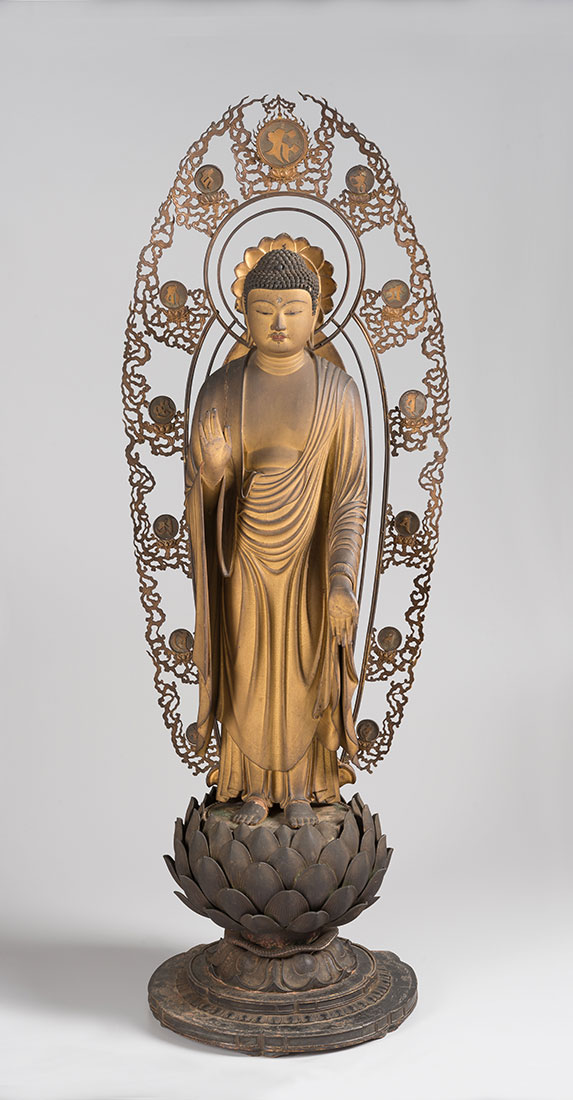 full view of Standing Shaka Buddha
