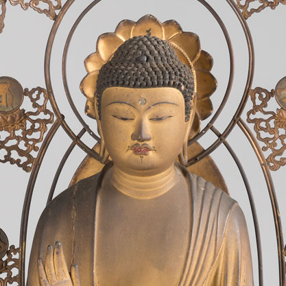 the Standing Shaka Buddha sculpture in the Kimbell Art Museum’s collection