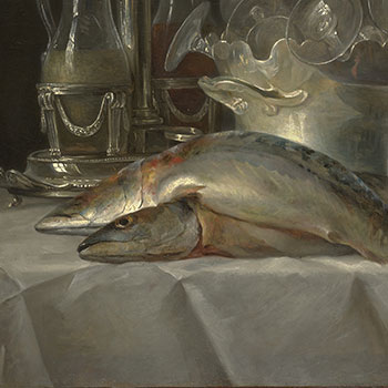 Detail of the fish in Still Life with Mackerel