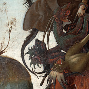 Detail of the monster’s heads in Michelangelo Buonarroti’s The Torment of Saint Anthony