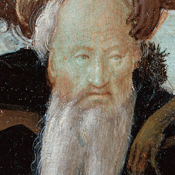 Detail of Saint Anthony’s head in Michelangelo Buonarroti’s The Torment of Saint Anthony