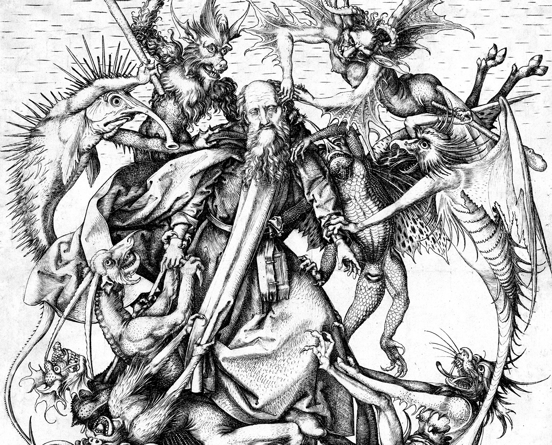 detail of Saint Anthony Tormented by Demons by the fifteenth-century German master Martin Schongauer