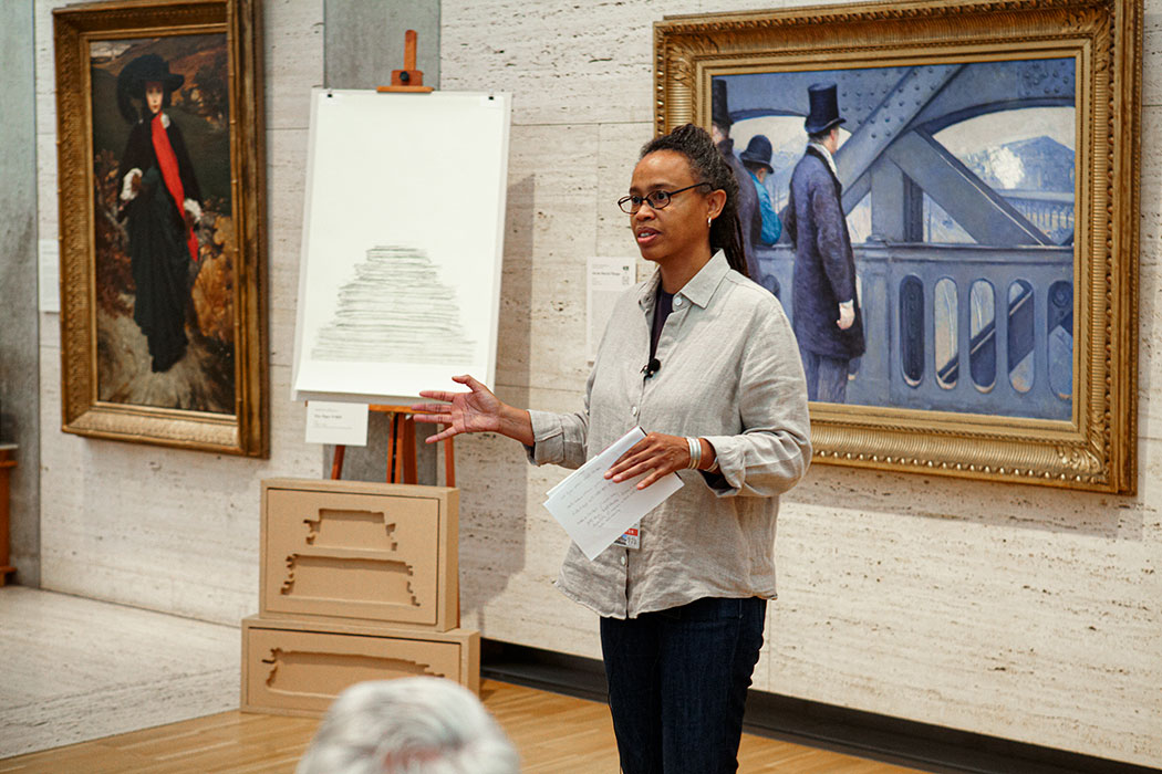 an artist giving a presentation