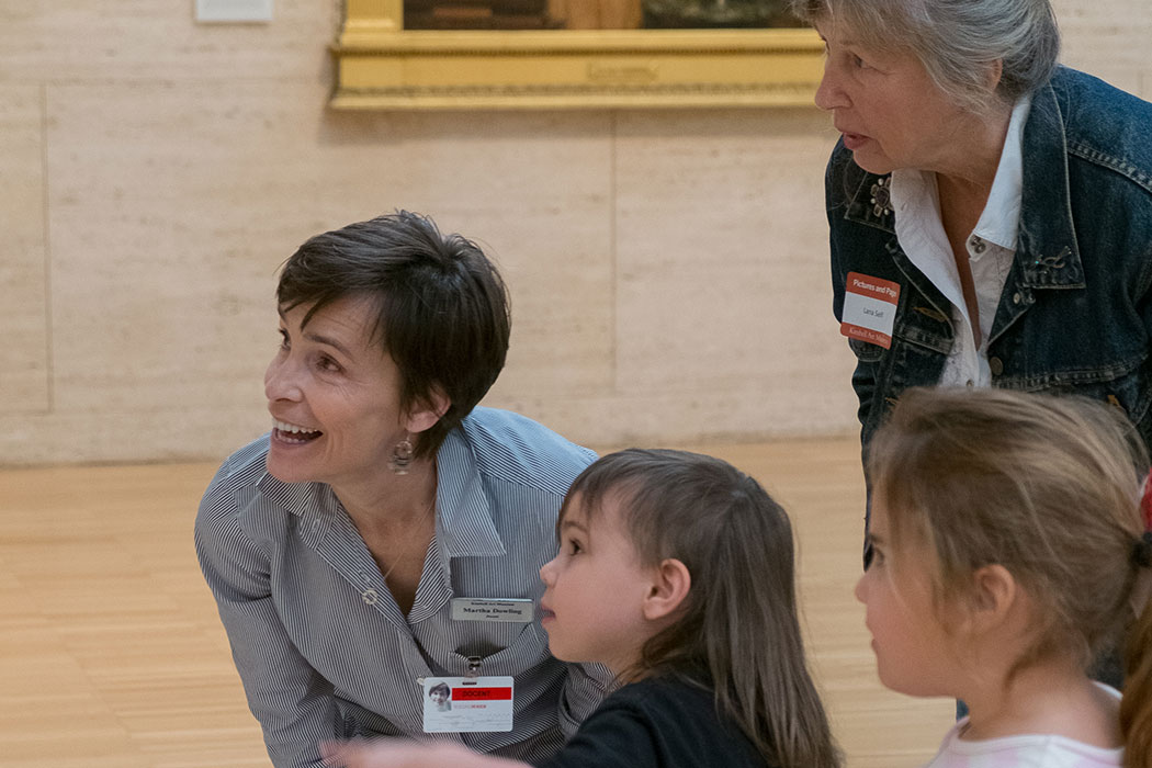 Kimbell docents with young visitors