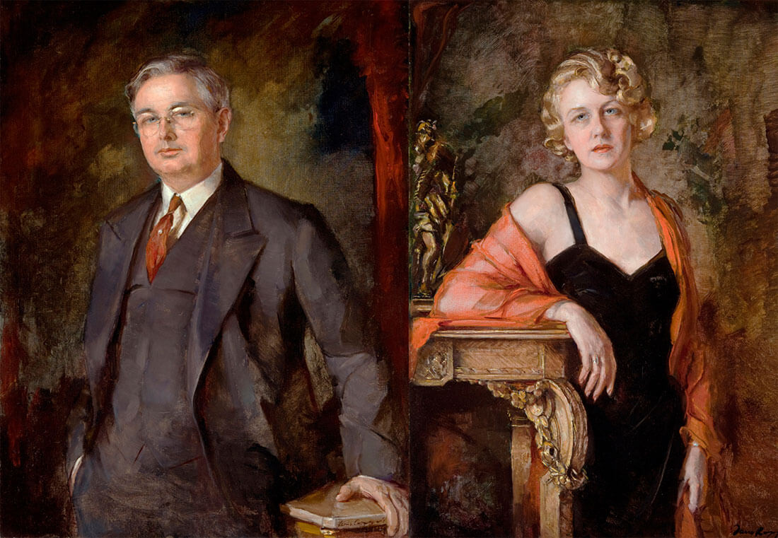 Dario Rappaport, Portraits of Kay and Velma Kimbell, 1935, oil on canvas. Kimbell Art Museum