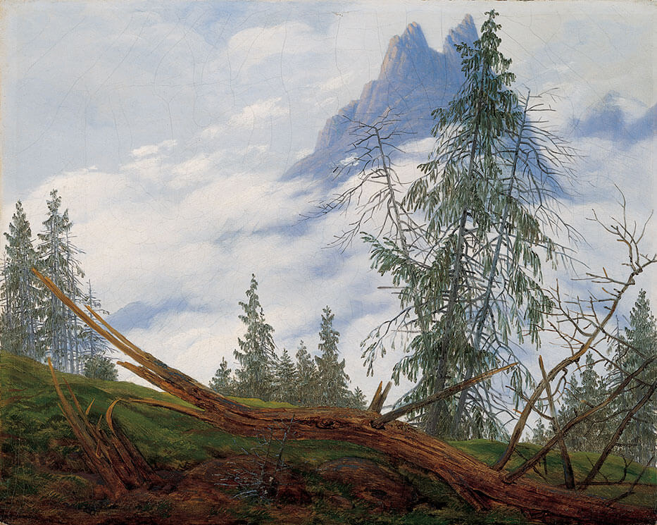 Caspar David Friedrich, A Mountain Peak with Drifting Clouds, c. 1835, oil on canvas. Kimbell Art Museum